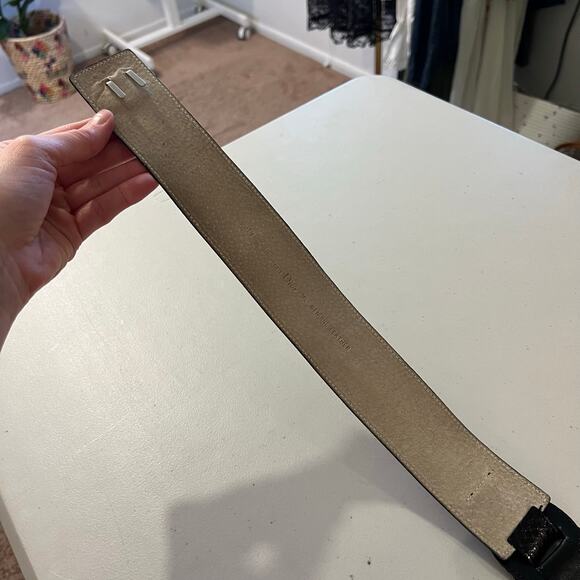 Vintage 80s Christian Dior Black Genuine Leather Wrap Belt Size M/L - Picture 9 of 13